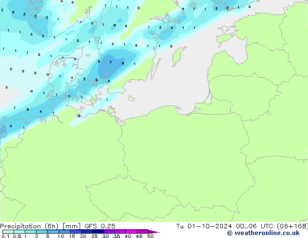 Z500/Rain (+SLP)/Z850 GFS 0.25 Tu 01.10.2024 06 UTC