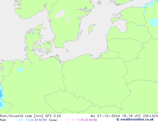 Rain/Snowfall rate GFS 0.25 Mo 07.10.2024 18 UTC