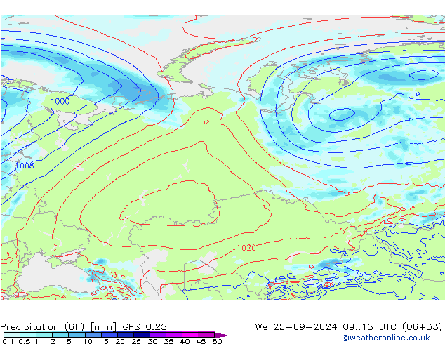 Z500/Regen(+SLP)/Z850 GFS 0.25 wo 25.09.2024 15 UTC