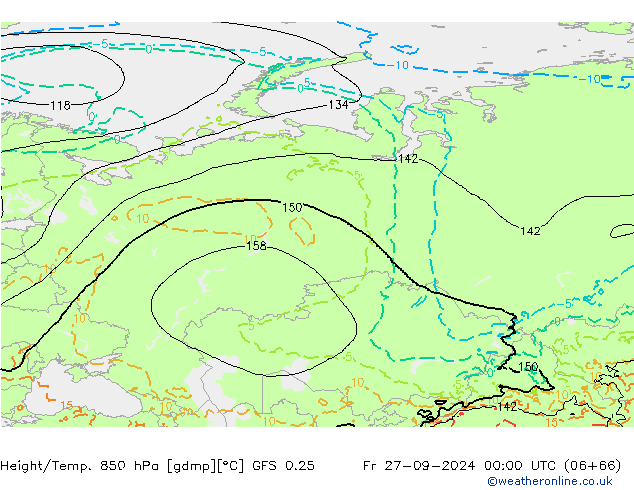 Z500/Rain (+SLP)/Z850 GFS 0.25 Fr 27.09.2024 00 UTC