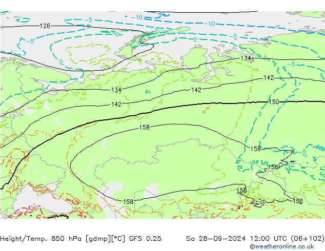 Z500/Rain (+SLP)/Z850 GFS 0.25 сб 28.09.2024 12 UTC