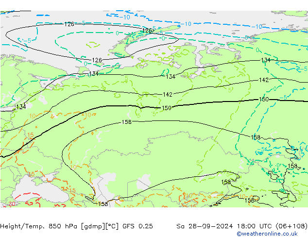 Z500/Rain (+SLP)/Z850 GFS 0.25  28.09.2024 18 UTC