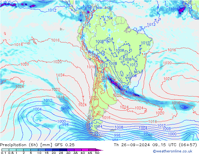 Z500/Yağmur (+YB)/Z850 GFS 0.25 Per 26.09.2024 15 UTC