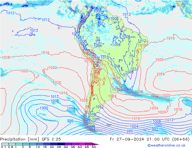 precipitação GFS 0.25 Sex 27.09.2024 00 UTC