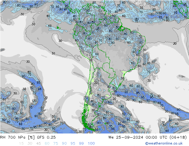 RV 700 hPa GFS 0.25 wo 25.09.2024 00 UTC