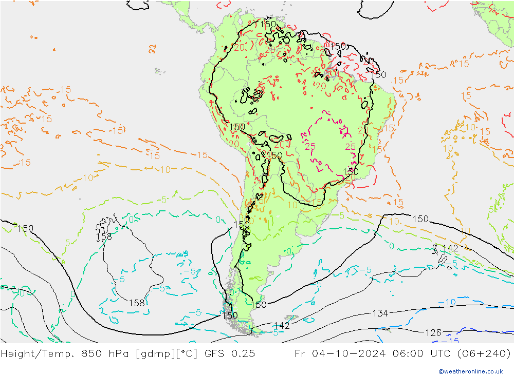 Z500/Rain (+SLP)/Z850 GFS 0.25 Fr 04.10.2024 06 UTC