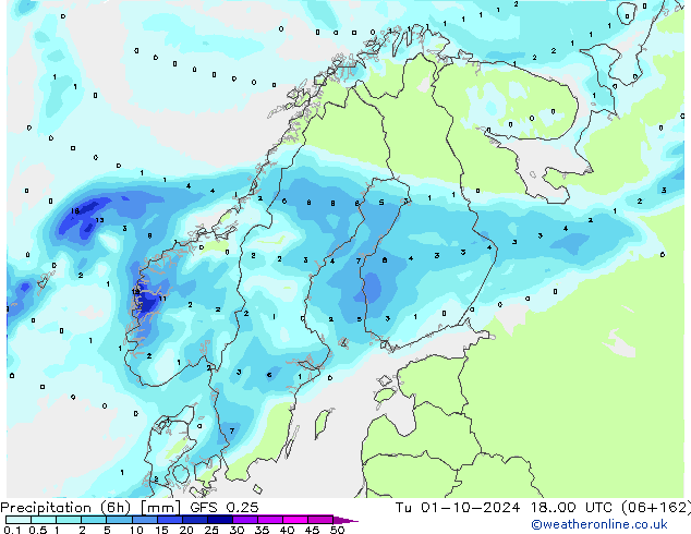 Z500/Rain (+SLP)/Z850 GFS 0.25 вт 01.10.2024 00 UTC