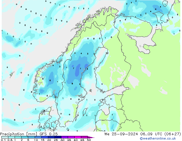 Precipitation GFS 0.25 We 25.09.2024 09 UTC