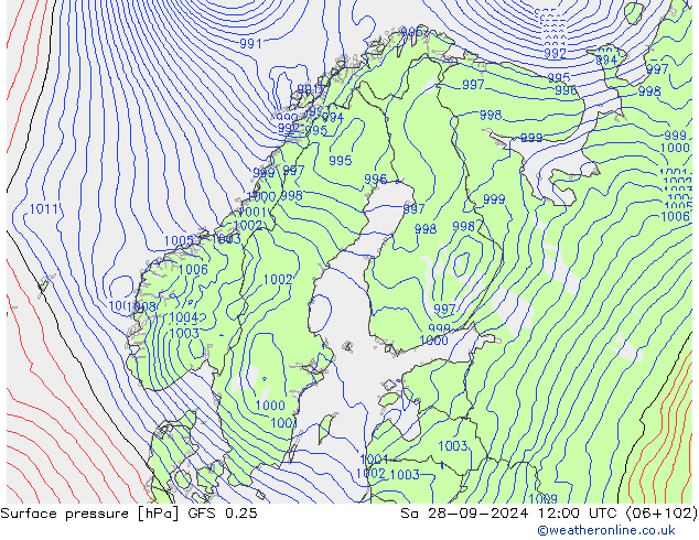 GFS 0.25: so. 28.09.2024 12 UTC