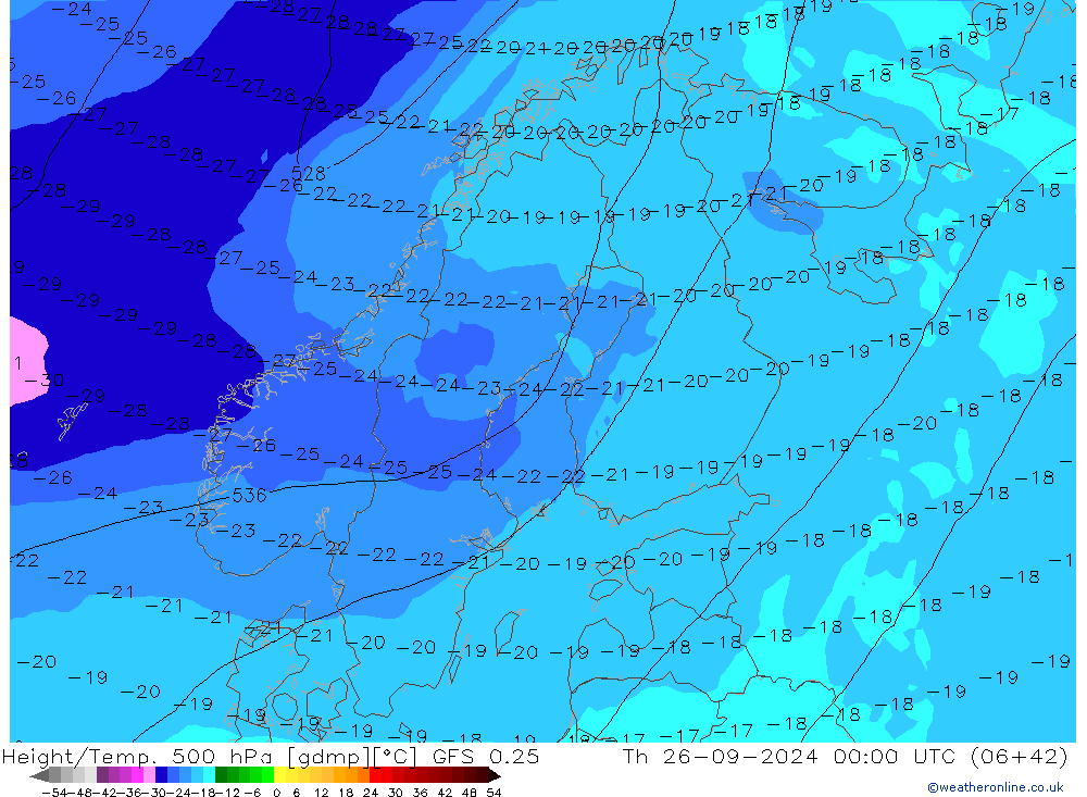 Z500/Rain (+SLP)/Z850 GFS 0.25 jeu 26.09.2024 00 UTC