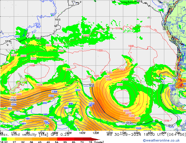 Max. wind velocity GFS 0.25  30.09.2024 18 UTC