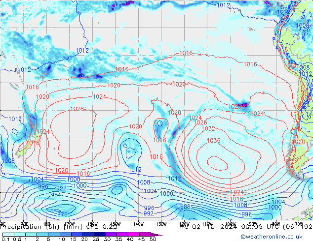 Z500/Rain (+SLP)/Z850 GFS 0.25 mer 02.10.2024 06 UTC