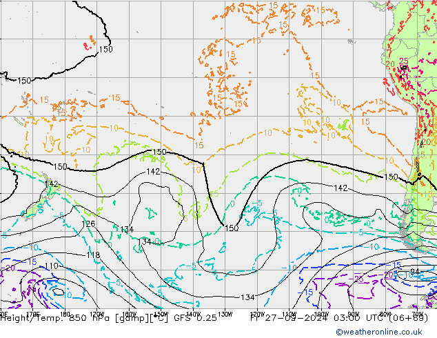 Z500/Rain (+SLP)/Z850 GFS 0.25 Pá 27.09.2024 03 UTC