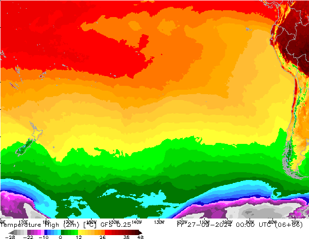 Temperature High (2m) GFS 0.25 Fr 27.09.2024 00 UTC