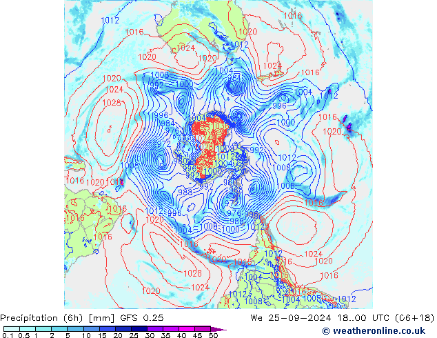 Z500/Regen(+SLP)/Z850 GFS 0.25 wo 25.09.2024 00 UTC