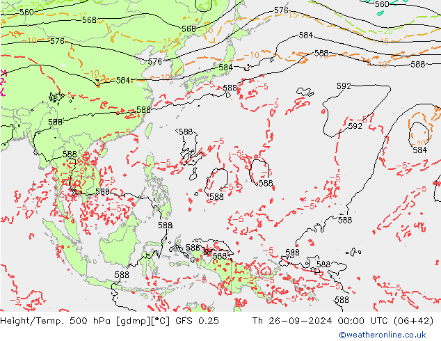 Z500/Rain (+SLP)/Z850 GFS 0.25 Do 26.09.2024 00 UTC