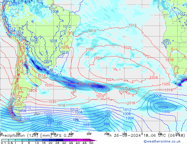 Precipitação (12h) GFS 0.25 Qui 26.09.2024 06 UTC