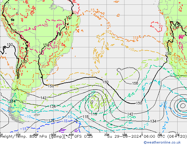 Z500/Rain (+SLP)/Z850 GFS 0.25 Su 29.09.2024 06 UTC