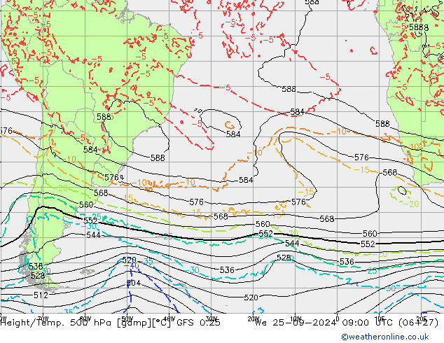 Z500/Rain (+SLP)/Z850 GFS 0.25 mer 25.09.2024 09 UTC