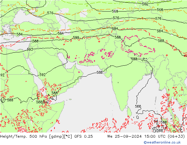 Z500/Rain (+SLP)/Z850 GFS 0.25 We 25.09.2024 15 UTC