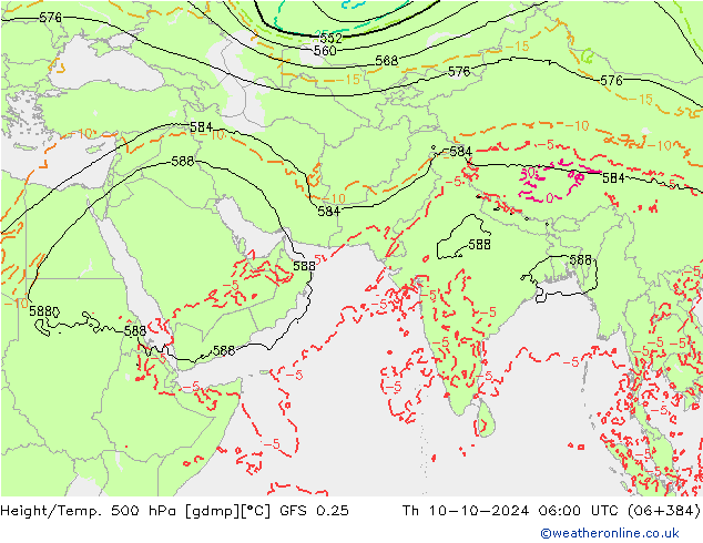 Z500/Rain (+SLP)/Z850 GFS 0.25 gio 10.10.2024 06 UTC