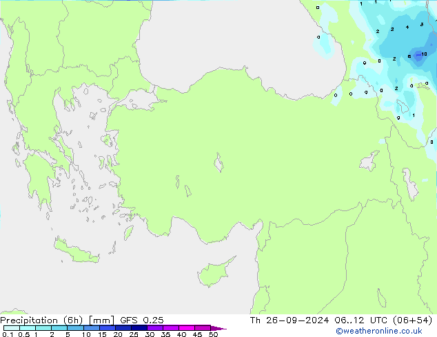 Z500/Rain (+SLP)/Z850 GFS 0.25 jue 26.09.2024 12 UTC