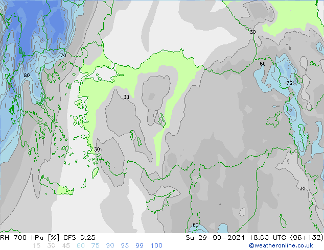 RH 700 hPa GFS 0.25  29.09.2024 18 UTC