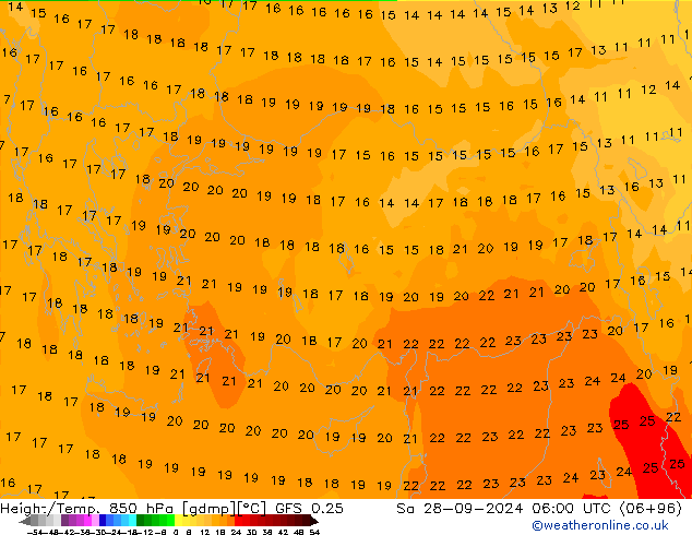 Z500/Rain (+SLP)/Z850 GFS 0.25 sab 28.09.2024 06 UTC