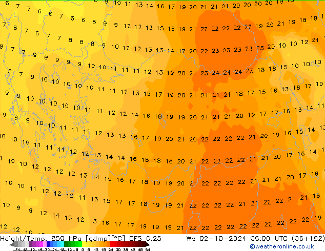 Z500/Rain (+SLP)/Z850 GFS 0.25 mié 02.10.2024 06 UTC