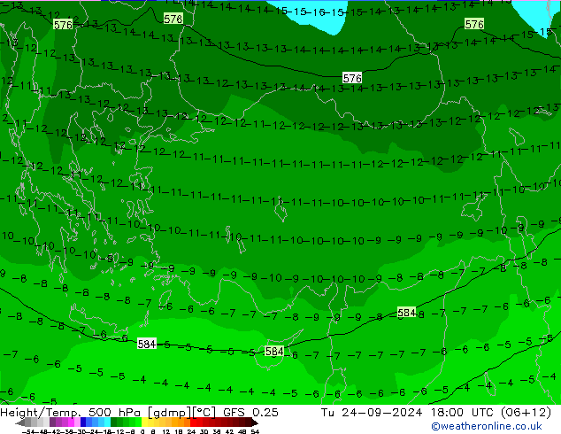 Z500/Rain (+SLP)/Z850 GFS 0.25 Tu 24.09.2024 18 UTC