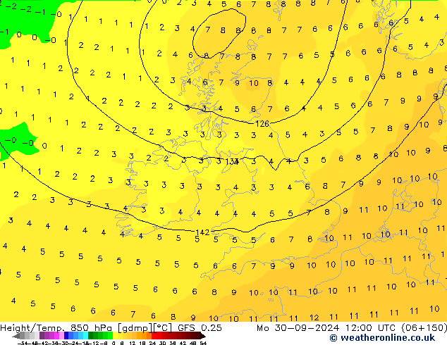 Z500/Rain (+SLP)/Z850 GFS 0.25 Seg 30.09.2024 12 UTC