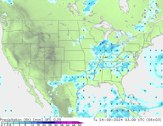 Z500/Rain (+SLP)/Z850 GFS 0.25 mar 24.09.2024 09 UTC