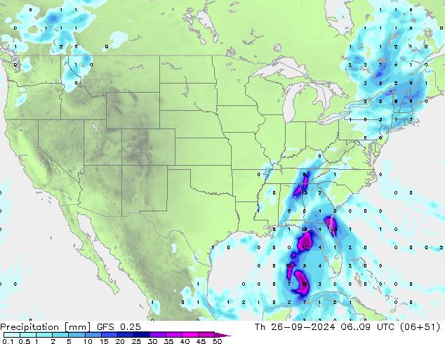 осадки GFS 0.25 чт 26.09.2024 09 UTC