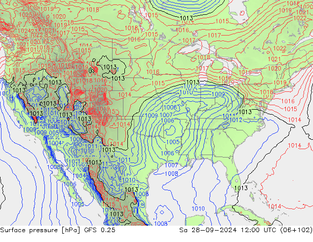 ciśnienie GFS 0.25 so. 28.09.2024 12 UTC