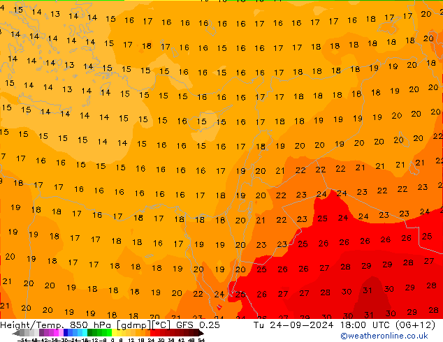 Z500/Regen(+SLP)/Z850 GFS 0.25 di 24.09.2024 18 UTC