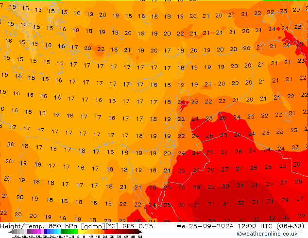 Z500/Regen(+SLP)/Z850 GFS 0.25 wo 25.09.2024 12 UTC