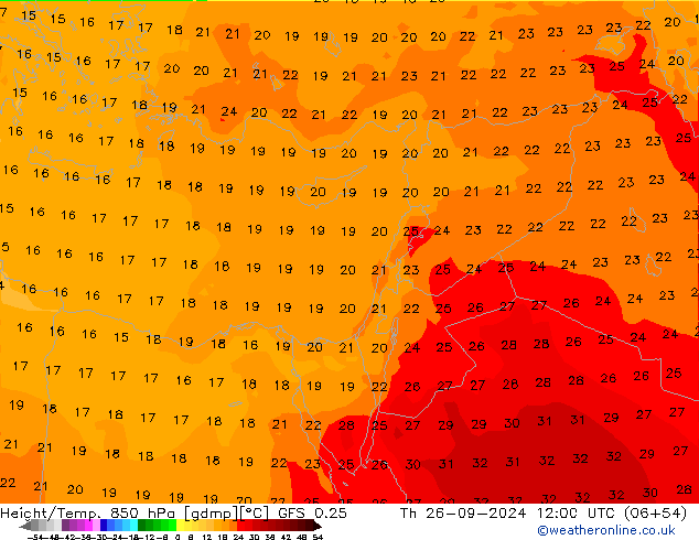 Z500/Rain (+SLP)/Z850 GFS 0.25 чт 26.09.2024 12 UTC