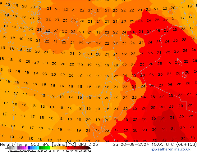 Z500/Rain (+SLP)/Z850 GFS 0.25 sam 28.09.2024 18 UTC