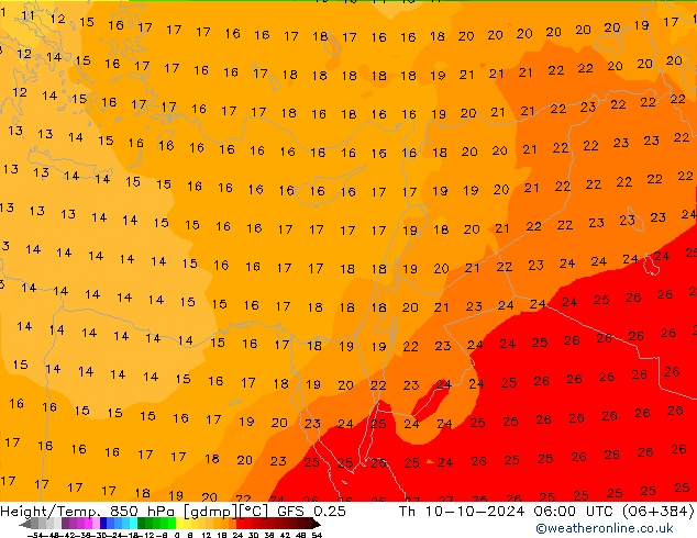 Z500/Rain (+SLP)/Z850 GFS 0.25 Th 10.10.2024 06 UTC