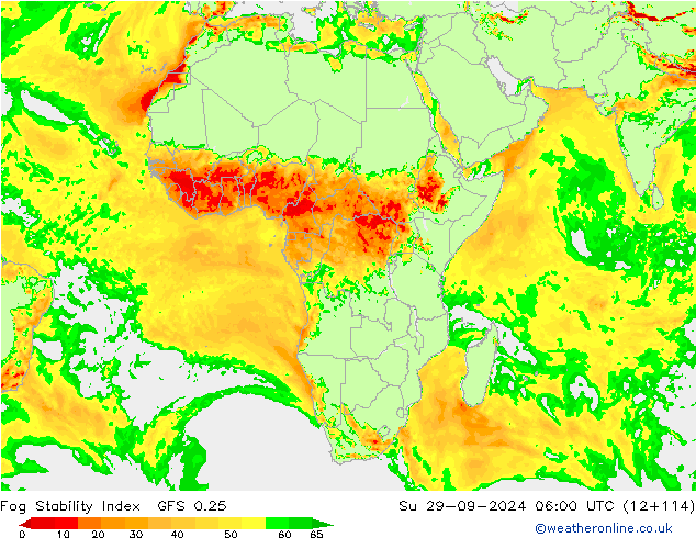 Fog Stability Index GFS 0.25 dom 29.09.2024 06 UTC