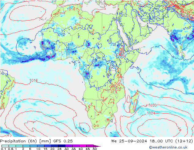 Z500/Rain (+SLP)/Z850 GFS 0.25 Qua 25.09.2024 00 UTC