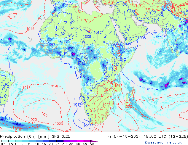 Z500/Rain (+SLP)/Z850 GFS 0.25  04.10.2024 00 UTC