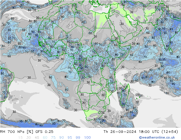 RH 700 hPa GFS 0.25 Th 26.09.2024 18 UTC