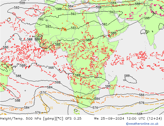 Z500/Rain (+SLP)/Z850 GFS 0.25 mié 25.09.2024 12 UTC