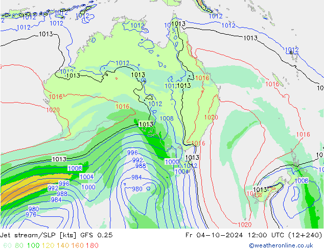 Courant-jet GFS 0.25 ven 04.10.2024 12 UTC