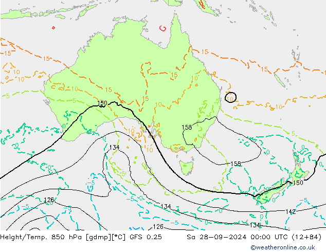 Height/Temp. 850 hPa GFS 0.25 Sa 28.09.2024 00 UTC