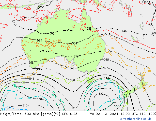 Z500/Regen(+SLP)/Z850 GFS 0.25 wo 02.10.2024 12 UTC