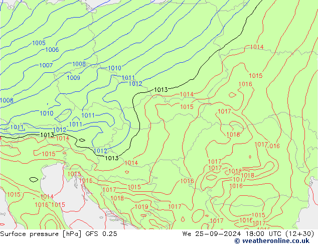 GFS 0.25: mer 25.09.2024 18 UTC