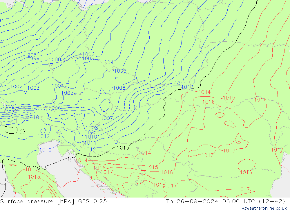 приземное давление GFS 0.25 чт 26.09.2024 06 UTC