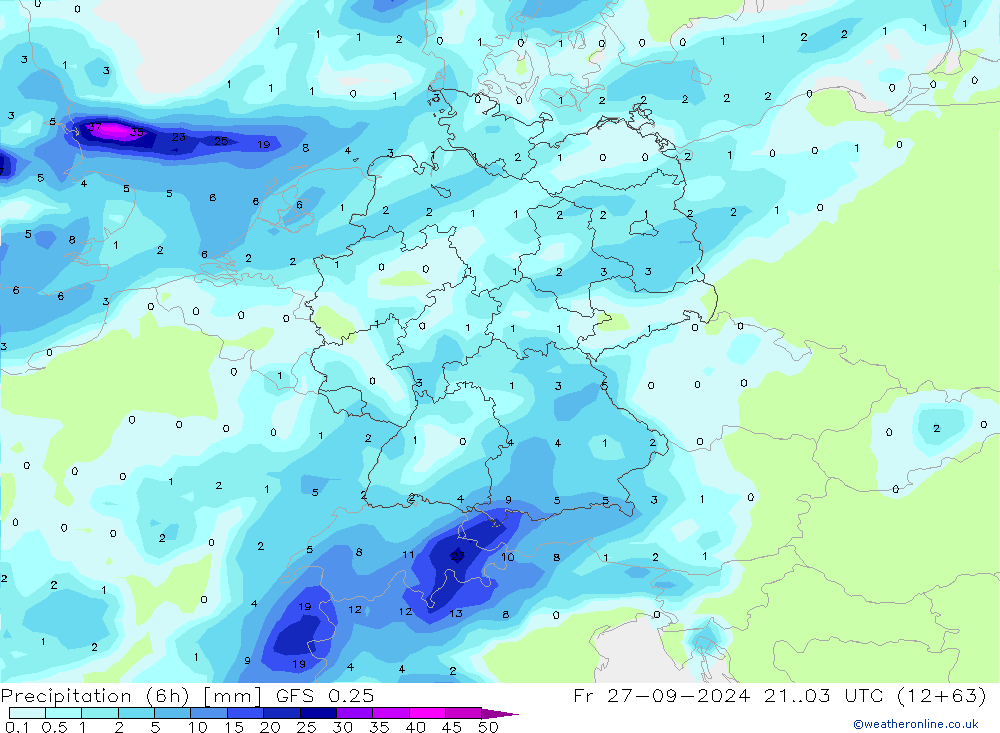 Z500/Rain (+SLP)/Z850 GFS 0.25 Fr 27.09.2024 03 UTC